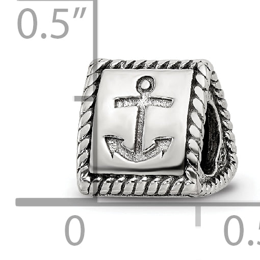 Sterling Silver 925 Trilogy Bead with Anchor Cross Heart Antiqued Finish