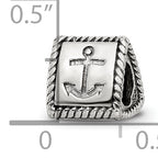 Sterling Silver 925 Trilogy Bead with Anchor Cross Heart Antiqued Finish