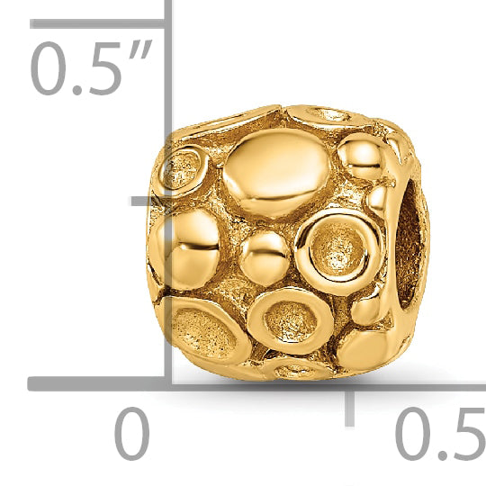 Sterling Silver Gold-Plated Bali Bead with Polished Dots Design