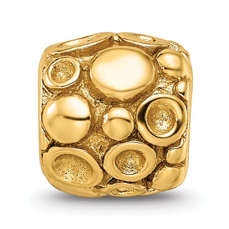 Sterling Silver Gold-Plated Bali Bead with Polished Dots Design