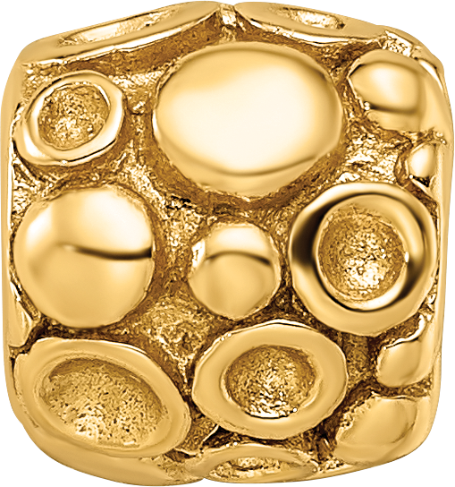 Sterling Silver Gold-Plated Bali Bead with Polished Dots Design