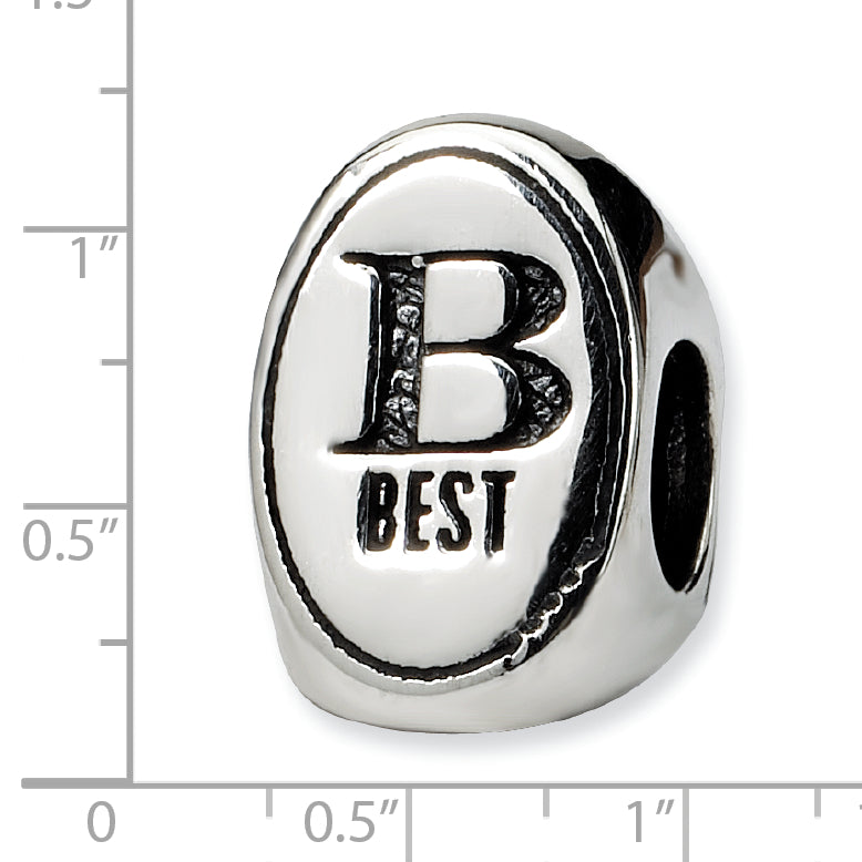 Sterling Silver 925 Antiqued Best Friend Trilogy Oval Bead