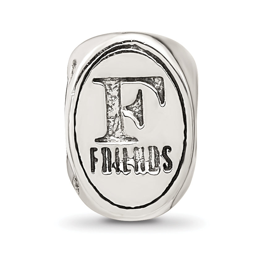 Sterling Silver 925 Antiqued Best Friend Trilogy Oval Bead