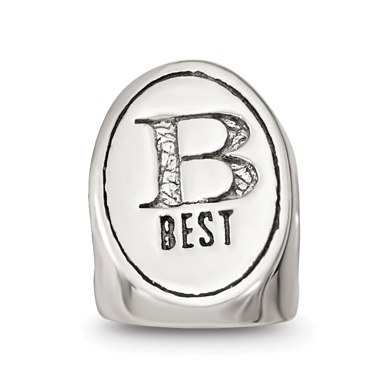Sterling Silver 925 Antiqued Best Friend Trilogy Oval Bead