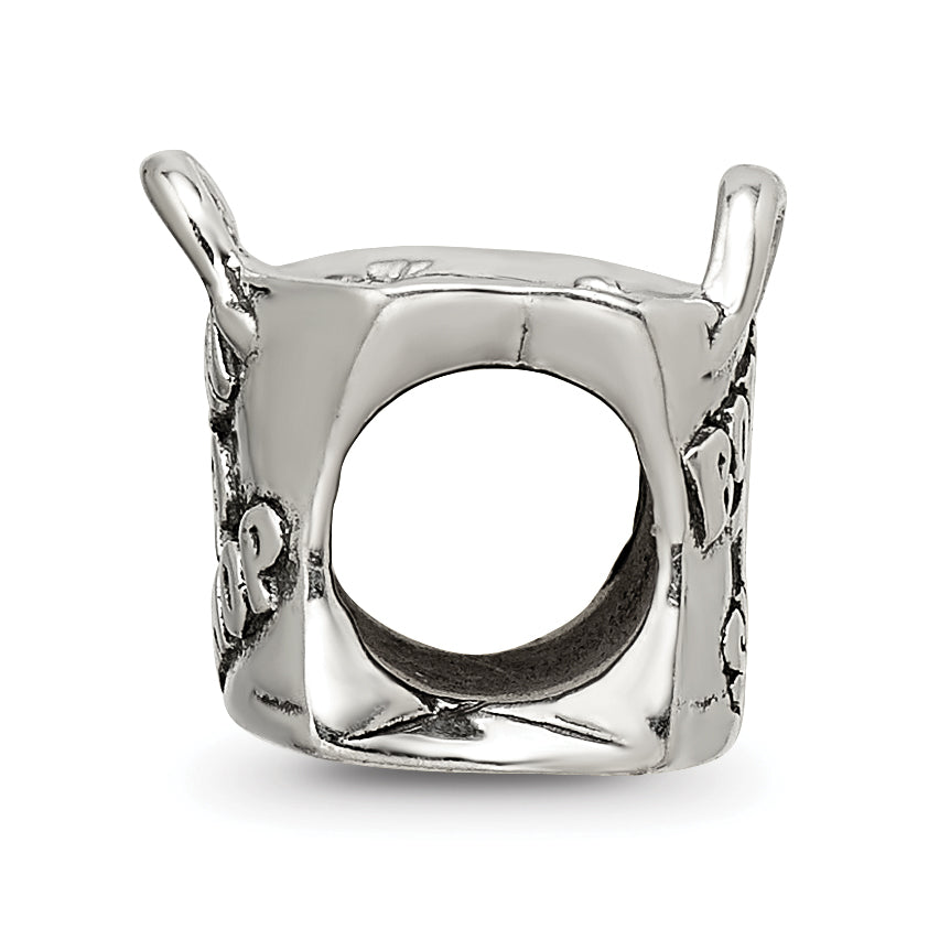 Sterling Silver 925 Antiqued Born To Shop Bead  Solid Cast