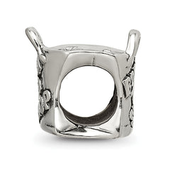 Sterling Silver 925 Antiqued Born To Shop Bead  Solid Cast