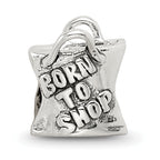 Sterling Silver 925 Antiqued Born To Shop Bead  Solid Cast