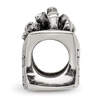 Sterling Silver 925 French Fries Bead with Antiqued Finish Themed, Solid Design
