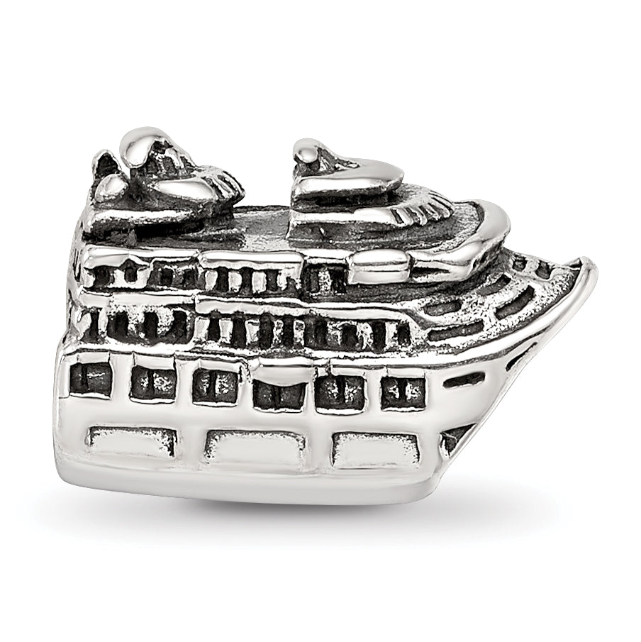 Sterling Silver 925 Antiqued Cruise Ship Bead Solid Themed Jewelry