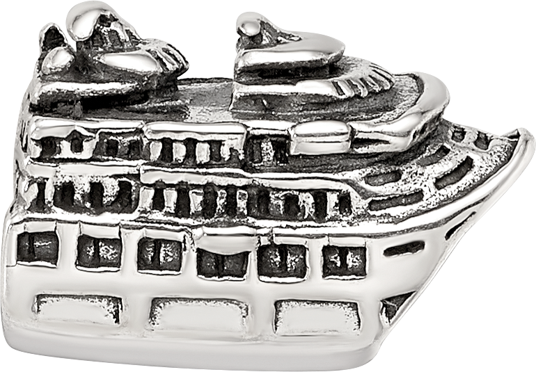 Sterling Silver 925 Antiqued Cruise Ship Bead Solid Themed Jewelry