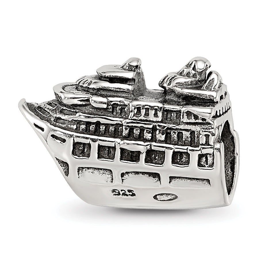 Sterling Silver 925 Antiqued Cruise Ship Bead Solid Themed Jewelry