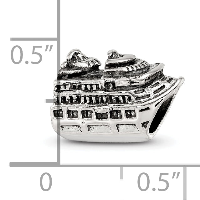 Sterling Silver 925 Antiqued Cruise Ship Bead Solid Themed Jewelry