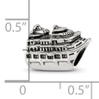 Sterling Silver 925 Antiqued Cruise Ship Bead Solid Themed Jewelry