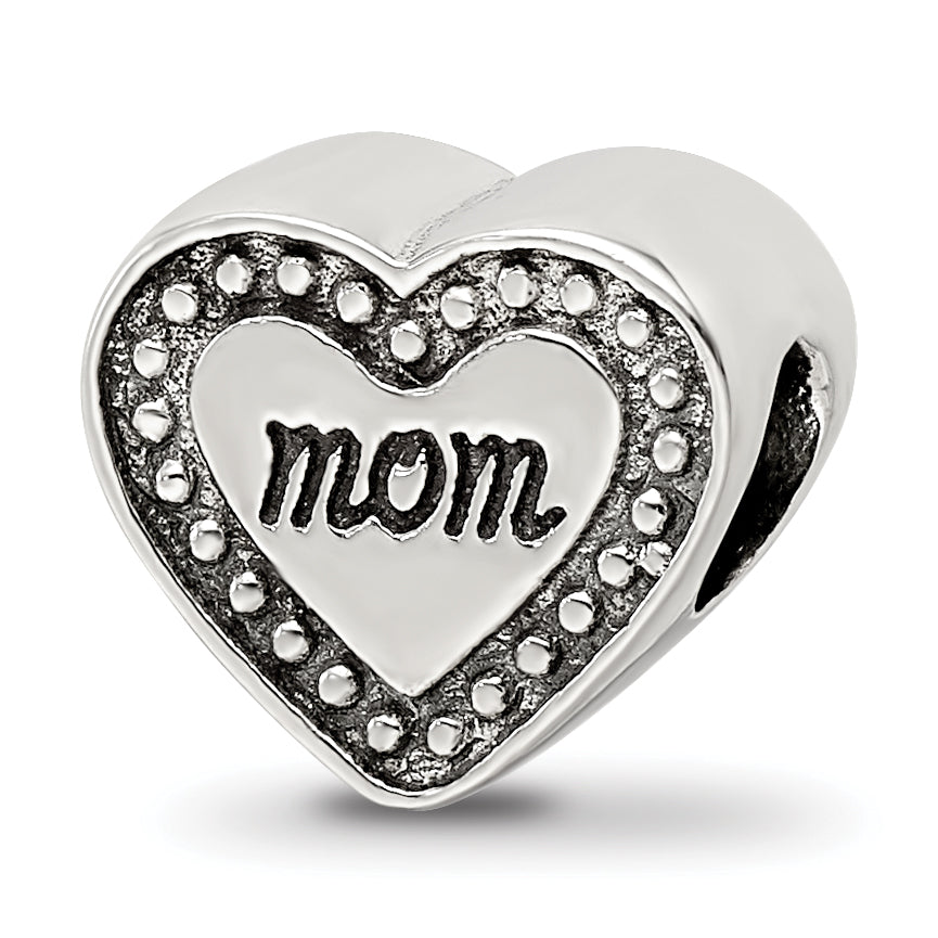 Sterling Silver Reflections Mom Heart Bead Main image