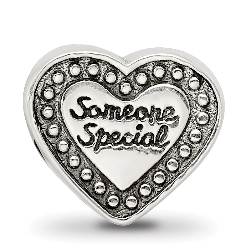 Sterling Silver 925 Antiqued Bead for Someone Special Solid Cast Design