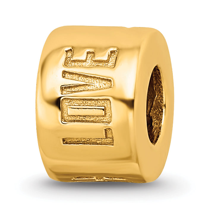 Sterling Silver Gold-Plated Spacer Bead with Live Laugh Love Engraving