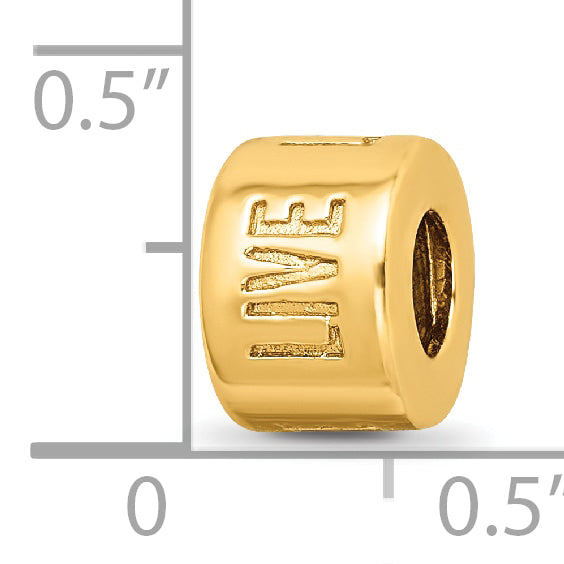 Sterling Silver Gold-Plated Spacer Bead with Live Laugh Love Engraving