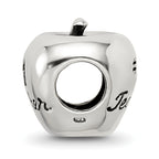 Sterling Silver 925 Teacher Apple Bead with Antiqued Finish Gift-Ready