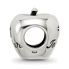 Sterling Silver 925 Teacher Apple Bead with Antiqued Finish Gift-Ready