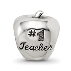 Sterling Silver 925 Teacher Apple Bead with Antiqued Finish Gift-Ready