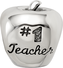 Sterling Silver Reflections #1 Teacher on Apple Bead