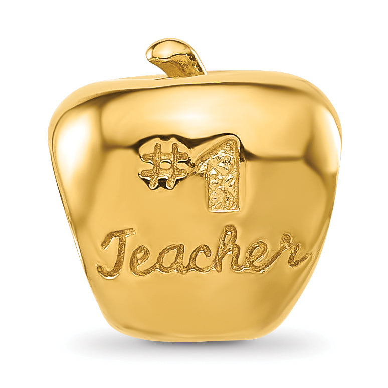 Sterling Silver Reflections Gold-plated Number 1 Teacher Apple Bead
