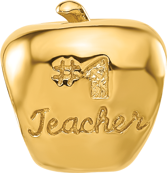 Sterling Silver Reflections Gold-plated Number 1 Teacher Apple Bead