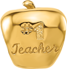 Sterling Silver Reflections Gold-plated Number 1 Teacher Apple Bead