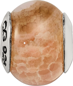 Sterling Silver 925 Peach Cracked Agate Bead with Polished Earth Stone