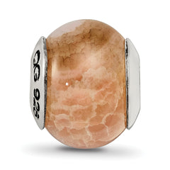 Sterling Silver Reflections Peach Cracked Agate Stone Bead