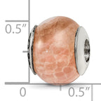 Sterling Silver 925 Peach Cracked Agate Bead with Polished Earth Stone