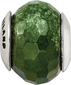 Sterling Silver 925 Dark Green Quartz Bead with Polished Finish