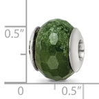 Sterling Silver 925 Dark Green Quartz Bead with Polished Finish