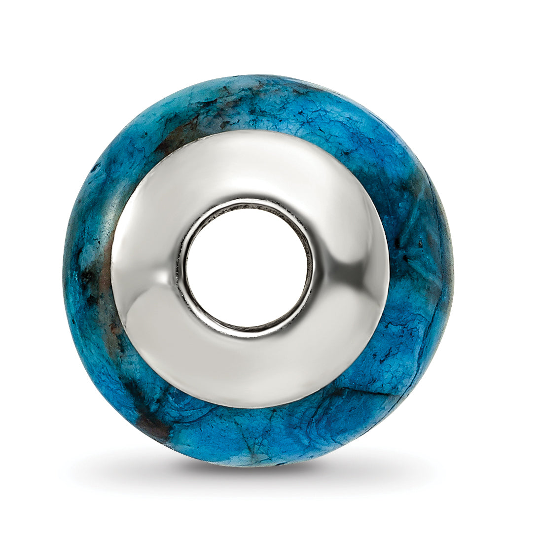 Sterling Silver 925 Blue Agate Bead with Polished Finish Secondary image