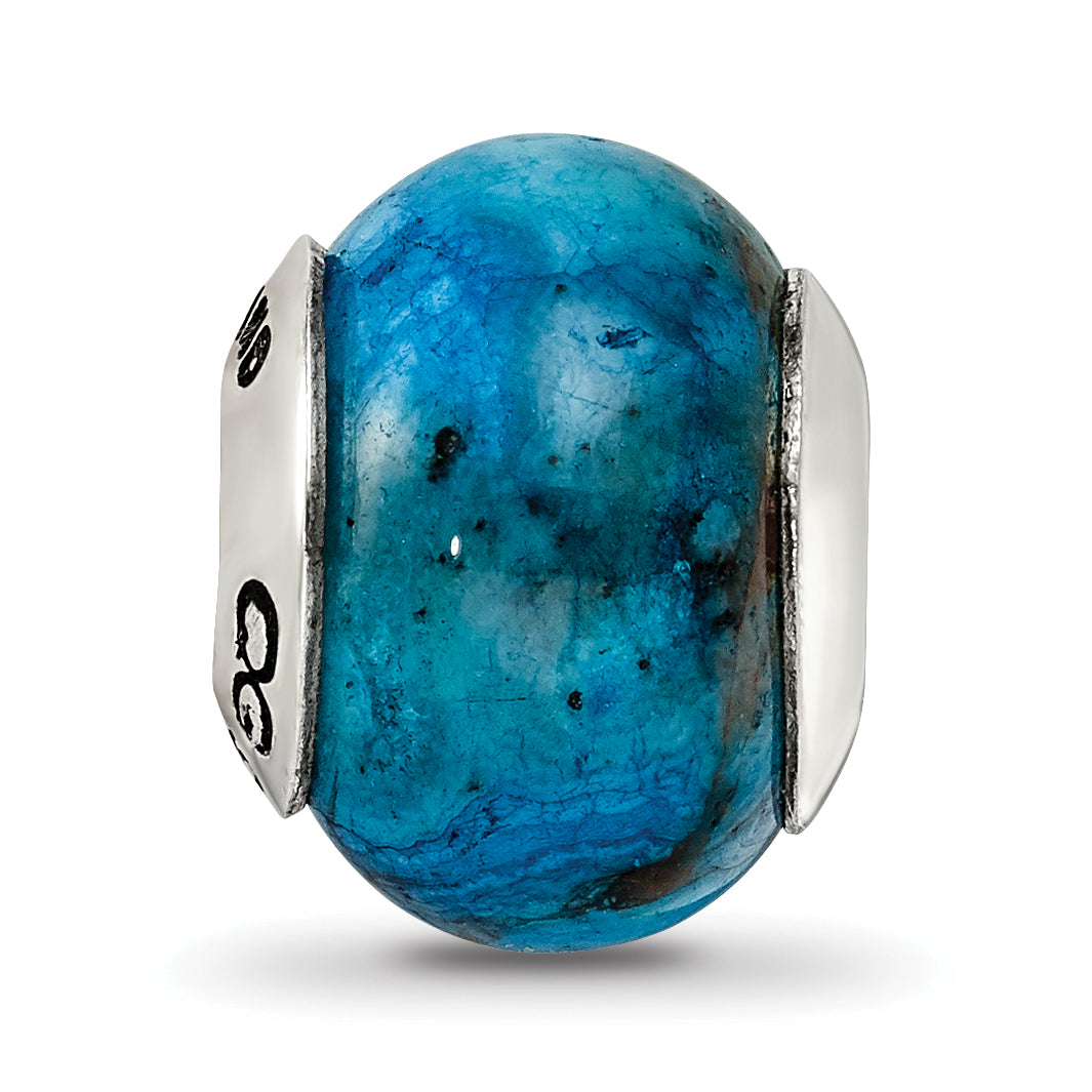 Sterling Silver 925 Blue Agate Bead with Polished Finish