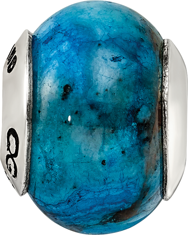 Sterling Silver 925 Blue Agate Bead with Polished Finish