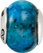 Sterling Silver 925 Blue Agate Bead with Polished Finish
