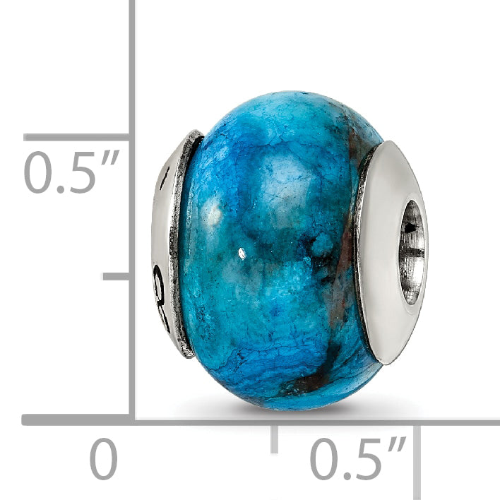 Sterling Silver 925 Blue Agate Bead with Polished Finish