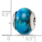 Sterling Silver 925 Blue Agate Bead with Polished Finish