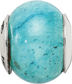 Sterling Silver Aventurine Stone Bead with Cracked Blue Finish Polished Elegant Craftsmanship