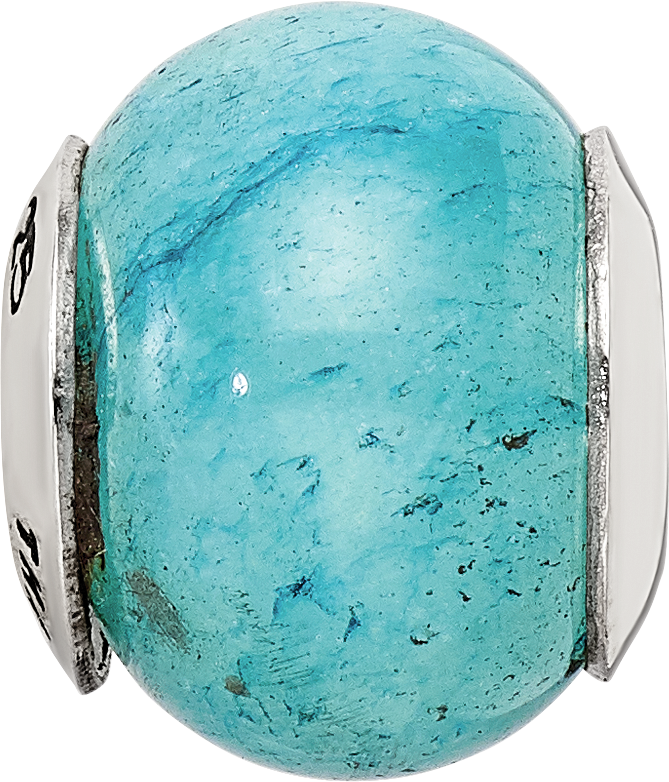 Sterling Silver Aventurine Stone Bead with Cracked Blue Finish Polished Elegant Craftsmanship