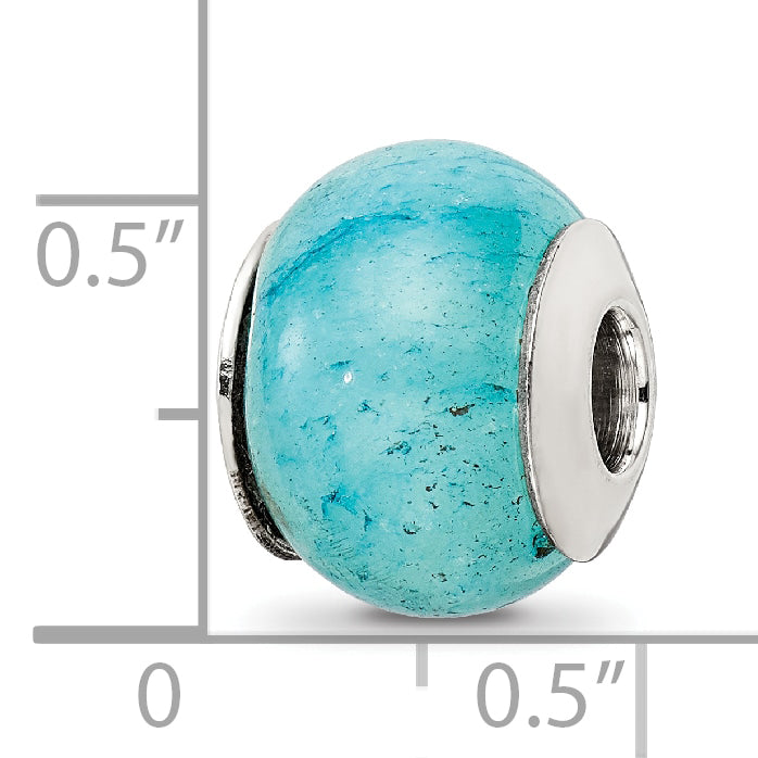 Sterling Silver Aventurine Stone Bead with Cracked Blue Finish Polished Elegant Craftsmanship