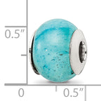 Sterling Silver Aventurine Stone Bead with Cracked Blue Finish Polished Elegant Craftsmanship