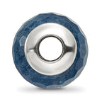 Sterling Silver 925 Dark Blue Quartz Bead with Polished Finish