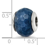 Sterling Silver 925 Dark Blue Quartz Bead with Polished Finish
