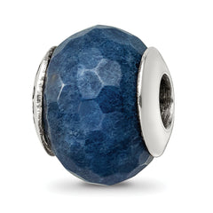 Sterling Silver Reflections Dark Blue Quartz Stone Bead