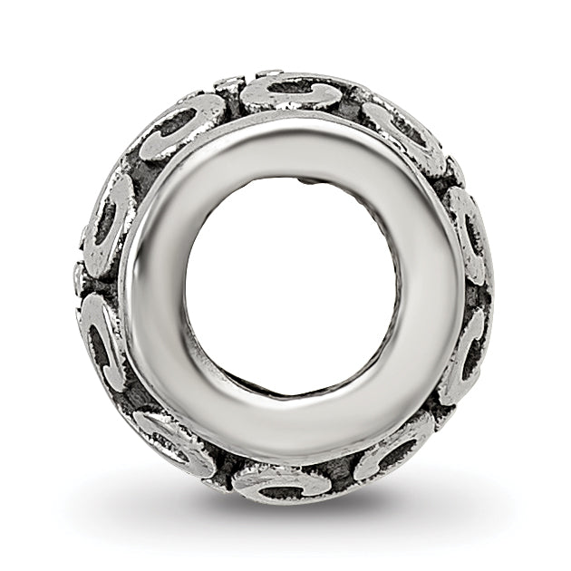 Sterling Silver 925 Antiqued Bali Bead with Scroll and Dots Design Secondary image