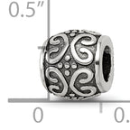 Sterling Silver 925 Antiqued Bali Bead with Scroll and Dots Design