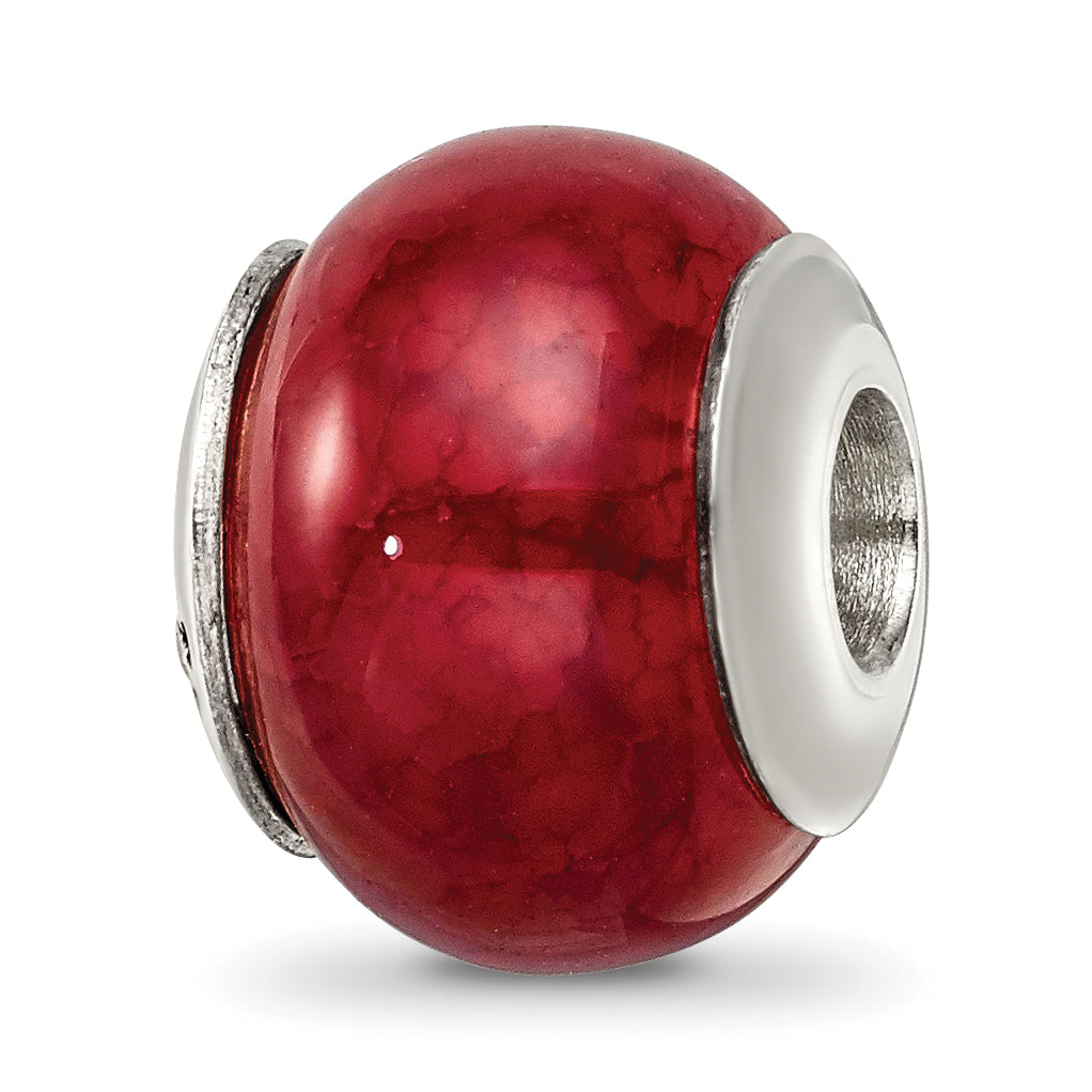 Sterling Silver Reflections Fuschia Cracked Agate Stone Bead Main image