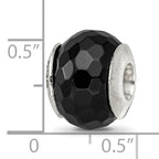 Sterling Silver 925 Polished Black Agate Bead Elegant Earth-Inspired Design